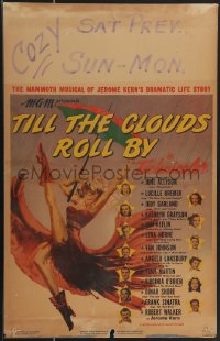3t0264 TILL THE CLOUDS ROLL BY WC 1946 great art of sexy showgirl w/umbrella dancing in rain, rare!