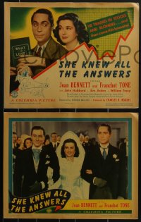 3t0548 SHE KNEW ALL THE ANSWERS 8 LCs 1941 Joan Bennett & John Hubbard with Franchot Tone, Eve Arden!