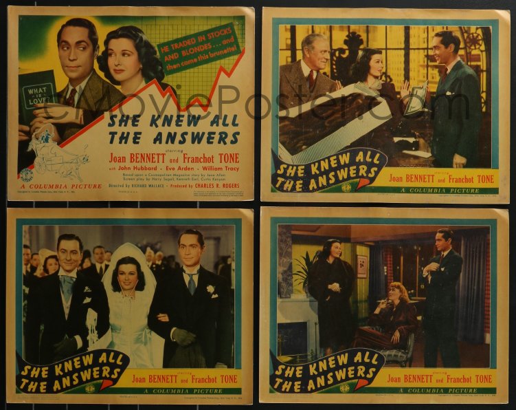 eMoviePoster.com: 3t0548 SHE KNEW ALL THE ANSWERS 8 LCs 1941 Joan ...