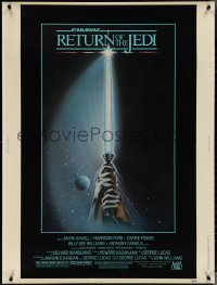 3w0012 RETURN OF THE JEDI 30x40 1983 George Lucas, art of hands holding lightsaber by Tim Reamer!