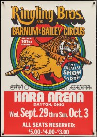 3w0009 RINGLING BROS & BARNUM & BAILEY CIRCUS 28x40 circus poster 1971 lion and tiger!