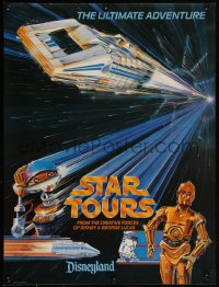 3w0323 STAR TOURS 18x24 commercial poster 1986 Star Wars & Disney, Delaney art of C-3PO & R2-D2!
