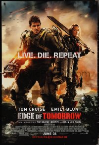 3w0742 EDGE OF TOMORROW advance DS 1sh 2014 June 06 style, Tom Cruise & Emily Blunt, live, die, repeat