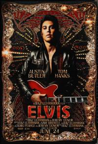 3w0744 ELVIS advance DS 1sh 2022 great image of Austin Butler in the title role with guitar!