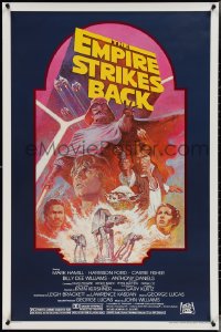 3w0746 EMPIRE STRIKES BACK studio style 1sh R1982 George Lucas sci-fi classic, cool artwork by Tom Jung!