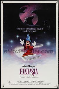 3w0755 FANTASIA 1sh R1985 Mickey from Sorcerer's Apprentice & Chernabog from Night on Bald Mountain!