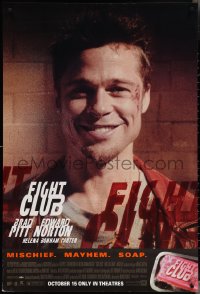 3w0759 FIGHT CLUB advance 1sh 1999 David Fincher, great close-up portrait of Brad Pitt!