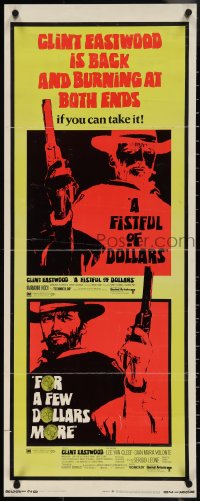 3w0580 FISTFUL OF DOLLARS/FOR A FEW DOLLARS MORE insert 1969 Eastwood back & burning at both ends!