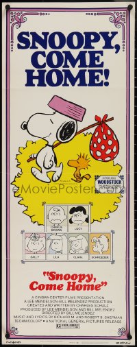 3w0623 SNOOPY COME HOME insert 1972 Peanuts, Charlie Brown, great Schulz art of Snoopy & Woodstock!