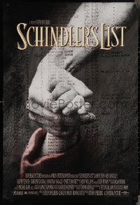 3w0947 SCHINDLER'S LIST DS 1sh 1993 Steven Spielberg World War II classic, Best Picture!