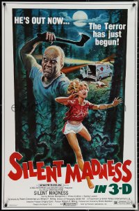 3w0959 SILENT MADNESS 1sh 1984 3D psycho, cool horror art, he's out now & the terror has just begun!