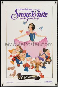 3w0963 SNOW WHITE & THE SEVEN DWARFS foil 1sh R1987 Walt Disney cartoon fantasy classic!