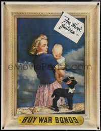 3w0001 BUY WAR BONDS 29x37 WWII war poster 1943 A.E.O. Munsell art of woman with baby by toy lamb!