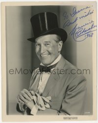 3x0541 MAURICE CHEVALIER signed 8x10 still 1958 great smiling portrait in tuxedo & top hat!