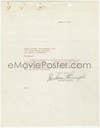 3x0063 BARBARA STANWYCK signed contract agreement 1937 telling Sam Goldwyn to send to Zeppo Marx!