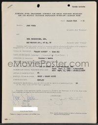 3x0055 JANE FONDA signed contract 1962 she was paid $500 to appear on Talent Scouts TV show!