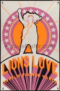 3x0009 LIONS LOVE signed French 32x47 1969 by director Agnes Varda, cool silkscreen dayglo art, rare!
