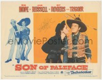3x0254 SON OF PALEFACE signed LC #5 1952 close up of Bob Hope held at gunpoint by sexy Jane Russell!