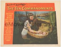 3x0263 TEN COMMANDMENTS signed LC #6 1956 by Debra Paget, Nina Foch w/ baby Moses in basket in river