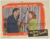 3x0272 TWO MRS. CARROLLS signed LC #4 1947 by Barbara Stanwyck, pointing gun at Humphrey Bogart!