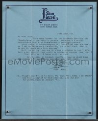 3x0074 STAN LAUREL signed letter 1960 thanking personal friend for sending birthday candy-gram!