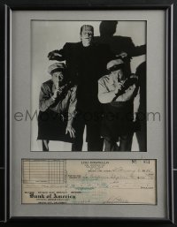 3x0001 LOU COSTELLO canceled check in 11x14 framed display 1945 classic portrait with Frankenstein!