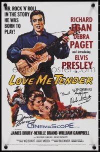 3x0007 LOVE ME TENDER signed 11x17 REPRO poster 2000s by BOTH Debra Paget AND James Drury!