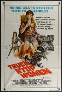 3x0169 TRUCK STOP WOMEN signed 1sh 1974 by Mark L. Lester, no rig was too big for Claudia Jennings!