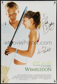 3x0131 WIMBLEDON signed DS 1sh 2004 by BOTH Paul Bettany AND Kirsten Dunst, cool tennis image!