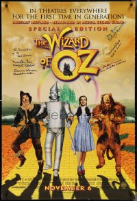 3x0132 WIZARD OF OZ signed advance 1sh R1998 by TEN of the Munchkin actors, great image of top stars!