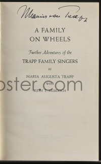 3x0039 MARIA VON TRAPP signed softcover book 1959 A Family On Wheels, a Sound of Music sequel!