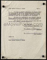 3x0058 GALLANT HOURS signed contract 1960 by James Cagney, Robert Montgomery AND William F. Halsey!