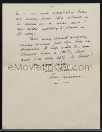 3x0073 ALEC GUINNESS signed letter 1958 entirely handwritten, politely refusing a visit!