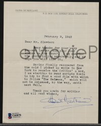 3x0100 OLIVIA DE HAVILLAND signed letter 1949 thanking friend for pleasant letter about Oscar win!