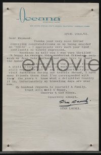 3x0071 STAN LAUREL signed letter 1961 he only wishes Ollie could have seen them receive an Oscar!