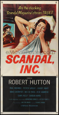 3y0182 SCANDAL INC. 3sh 1956 Robert Hutton, art of paparazzi photographing sexy woman in bed!