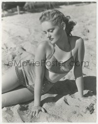 3y1276 ALEXIS SMITH 7.25x9.25 still 1941 sexy portrait in two-piece swimsuit on beach by Welbourne!