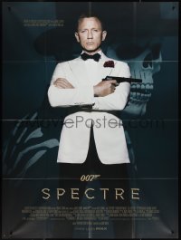 3y0081 SPECTRE French 1p 2015 great image of Daniel Craig as James Bond with villain background!