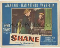 3y0655 SHANE LC #4 1953 Jean Arthur has a meaningful talk with Alan Ladd through the window!
