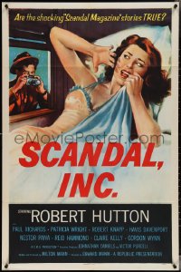 3y1041 SCANDAL INC. 1sh 1956 Robert Hutton, art of paparazzi photographing sexy woman in bed!