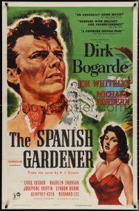 3y1062 SPANISH GARDENER 1sh 1957 artwork of jai-alai player Dirk Bogarde & sexy Maureen Swanson!