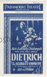 3y1252 SCARLET EMPRESS local theater English herald 1934 Josef von Sternberg, Marlene Dietrich
