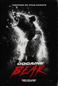3z0823 COCAINE BEAR teaser DS 1sh 2023 black bear that ingested a duffel bag of cocaine in 1985!