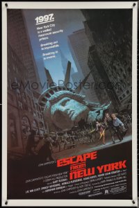 3z0846 ESCAPE FROM NEW YORK studio style 1sh 1981 Carpenter, Jackson art of decapitated Lady Liberty!