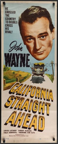 3z0479 CALIFORNIA STRAIGHT AHEAD insert R1948 John Wayne always raced fast except when it comes to love!