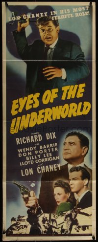 3z0488 EYES OF THE UNDERWORLD insert 1942 great images of Lon Chaney Jr. & Richard Dix with guns!