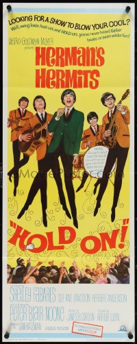 3z0492 HOLD ON insert 1966 rock & roll, great image of Herman's Hermits performing!