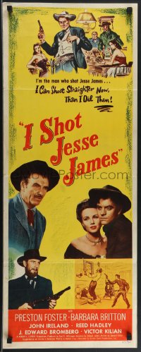 3z0494 I SHOT JESSE JAMES insert 1949 directed by Sam Fuller, Preston Foster, Barbara Britton, western!