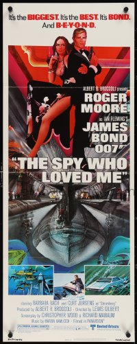 3z0520 SPY WHO LOVED ME insert 1977 great art of Roger Moore as James Bond by Bob Peak!
