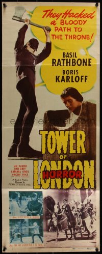3z0525 TOWER OF LONDON insert R1948 Basil Rathbone, executioner Boris Karloff Basil Rathbone!